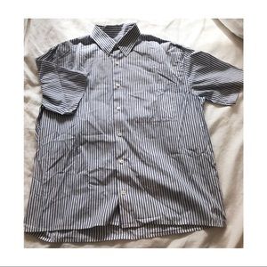 vince. striped short sleeve button down, S